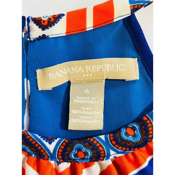Banana Republic Mod Halter Dress Chevron Blue Orange EUC Size 6 Beach Resort - Picture 5 of 8